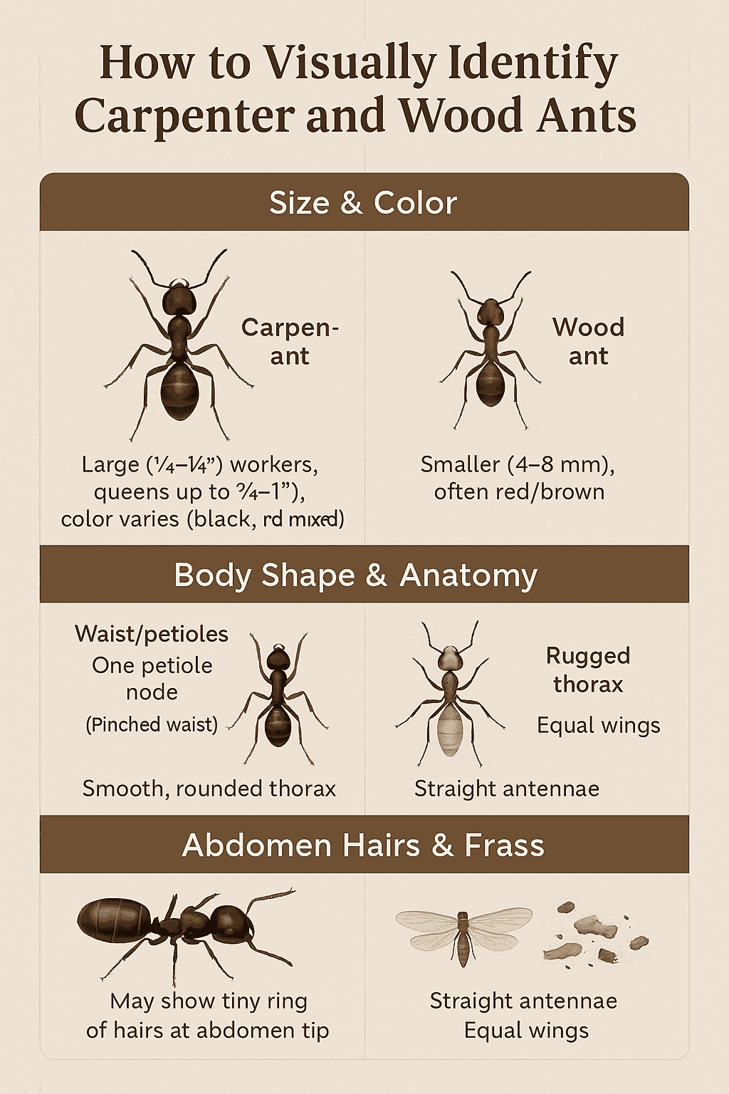 How to Visually Identify Carpenter and Wood Ants